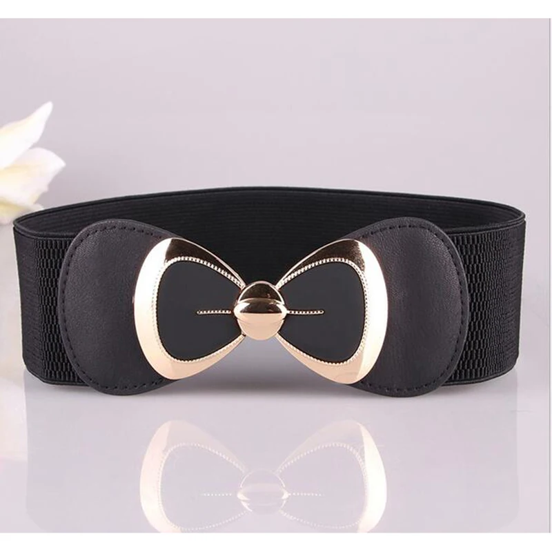 

2017 New Arrival Fashion Women Lady Bowknot Stretch Elastic Bow Wide Stretch Buckle Waistband Waist Belt