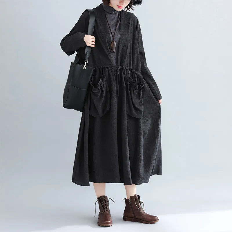 Lj390 D'été Grande Dimensions Bf Manteau Longues Black Style vent Coupe Nouvelles Survêtement Trois Taille Printemps Manches Long Femmes En Poches Moyen Pw1aFqIwH