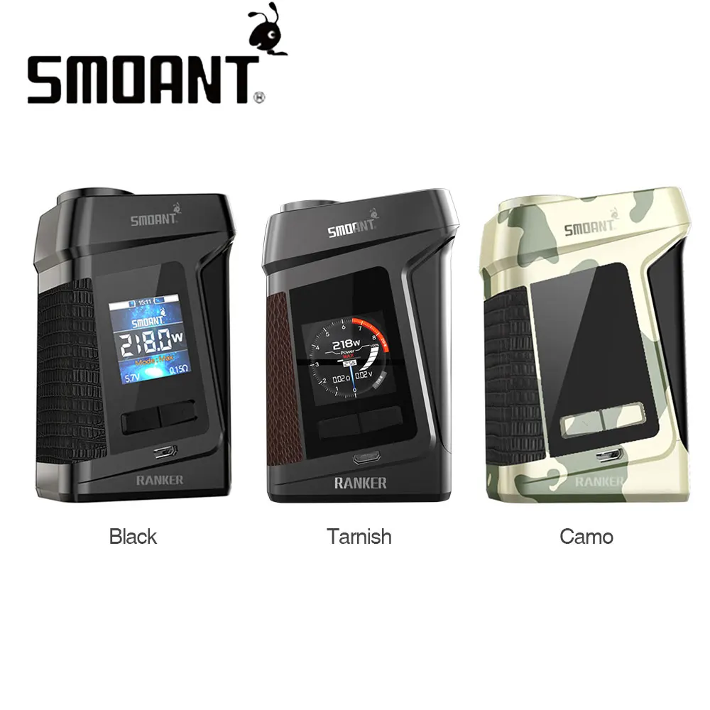 

Original 218W Smoant Ranker TC Box MOD with 1.3-inch TFT Colorful Screen & Ant218 V2 Chipset No 18650 Battery E-cig Vape Box Mod