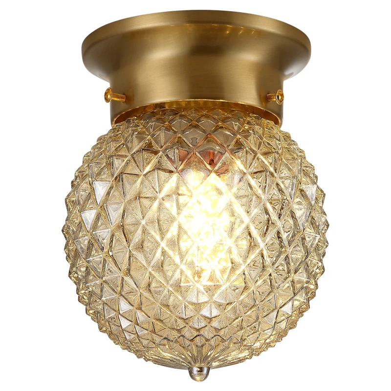 Modern Simple Real Brass Corridor Small Ceiling Lamps Pineapple