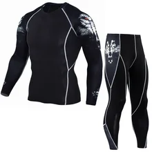 2017 Tracksuit Mens Compression Shirt Pants Set Running Tights Workout font b Fitness b font Training