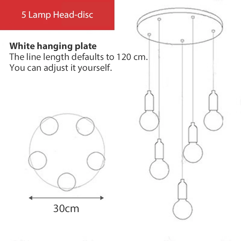 Подвесной светильник, подвесной светильник из скандинавского стекла, подвесной светильник E27 с лампочкой, светильник для ресторана, барный кран, прикроватная лампа для гостиной, спальни - Цвет корпуса: 5 Light white disc