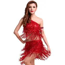 Платье для танцев пайетки Танцы платье Для женщин костюм Танго Латинской сальсы вечерние Топ платья леди