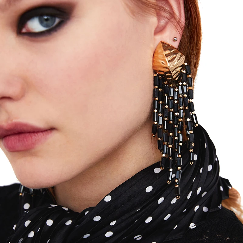 

JUJIA 7 colors Good quality ZA long Women's fashion earrings Z brand crystal beads earring for women