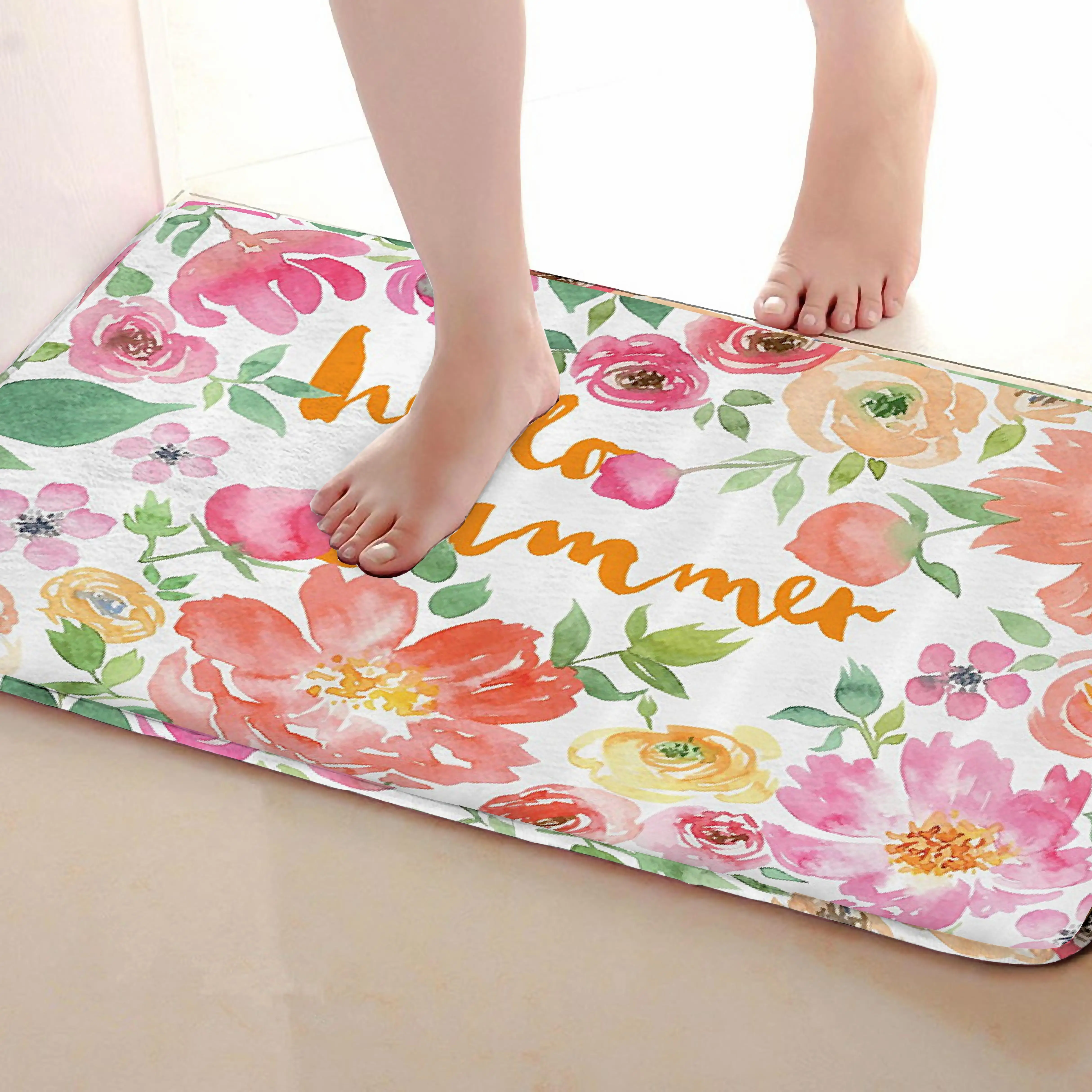 Цветочный стиль коврик для ванной комнаты, смешной Противоскользящий коврик для ванной, занавески для душа s аксессуары, соответствующие вашей душевой занавеске