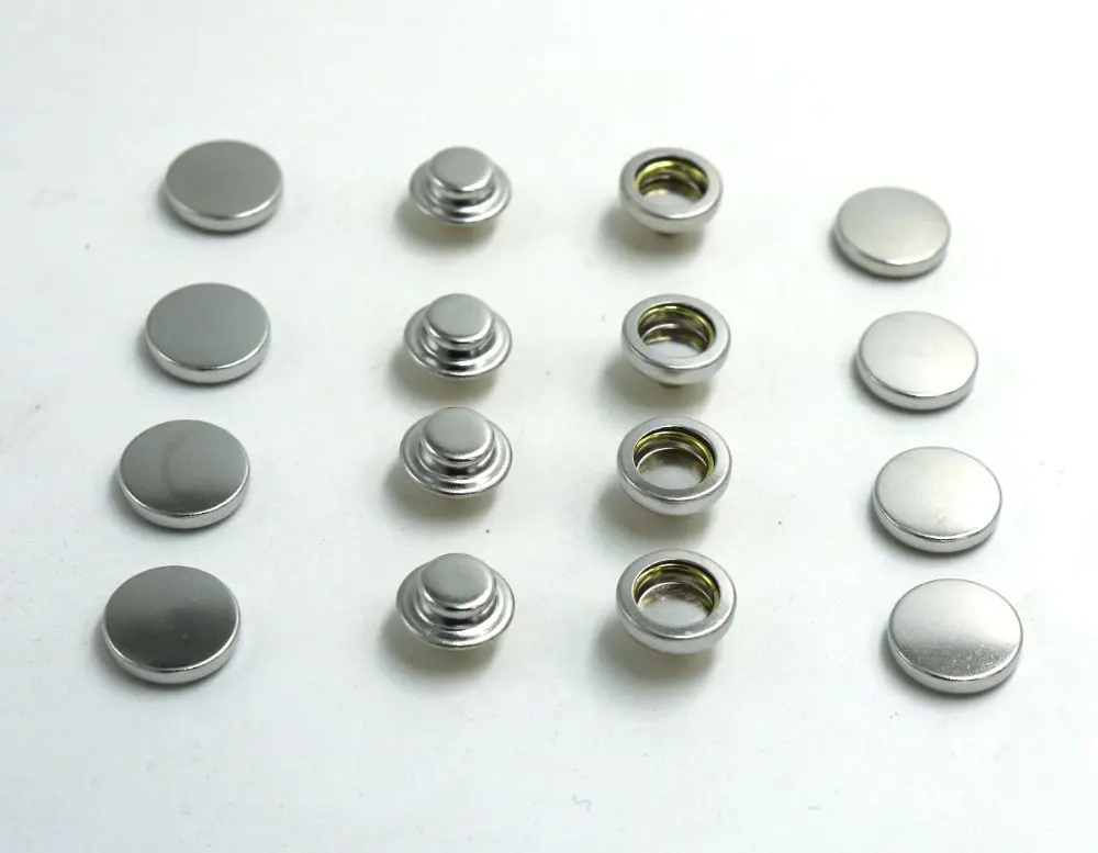 100sets/lot High Quality 501# 15mm Double Cap Snap Button Metal Brass Snap  Fastener Down Coat Jacket Snap Button Silver Black
