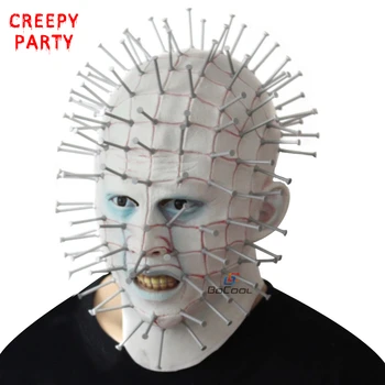 

Halloween Mask Horror Movie Hellraiser Scary Pinhead Masks Grimace Monster Adult Cosplay Realistic Latex Party Masks