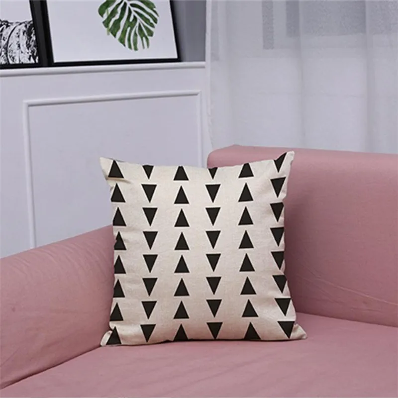 Vintage Black & White Cotton Linen Throw Cushion Cover Pillow Case Home Decor 18