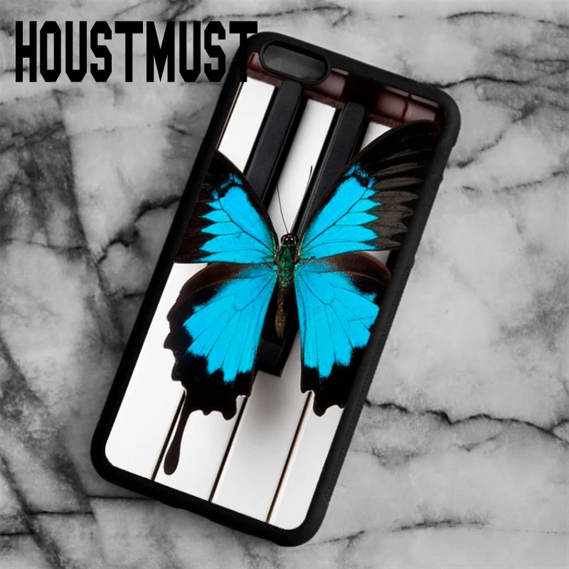 HOUSTMUST клавиши пианино голубая бабочка чехол Чехол для iPhone 5 5S SE 6 S 7 8 Plus X samsung galaxy S5 S6