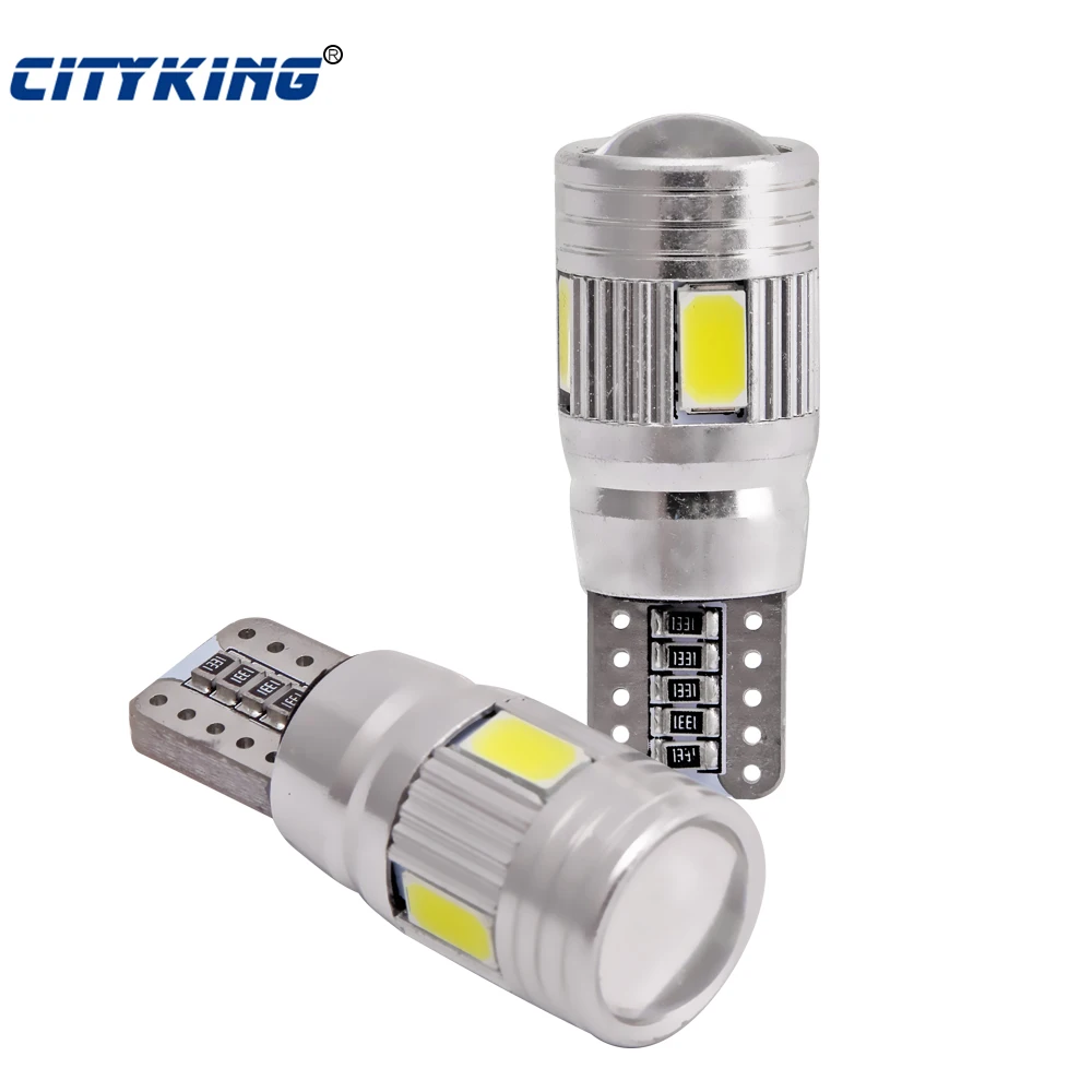 100pcs led t10 canbus,SIGNAL BULB t10 6SMD 5630 5730 LENS FREE ERROR, Auto LED BULB lamp W5W t10
