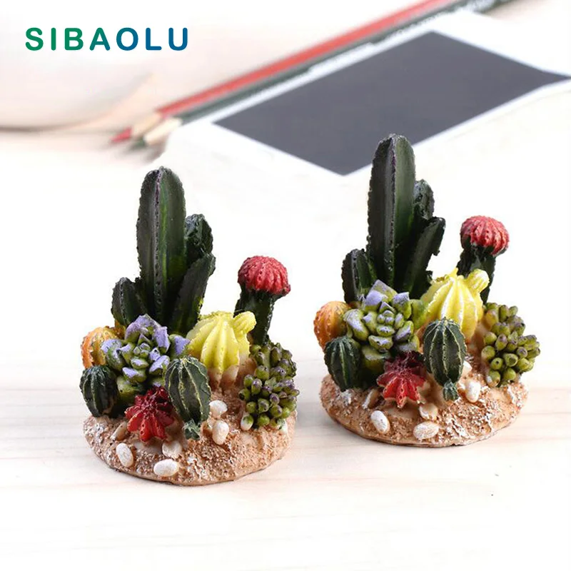 

Flower Cactus Miniature Figurine fairy garden Decoration Figure Home Cake ornaments cartoon statue resin craft toy TNB110