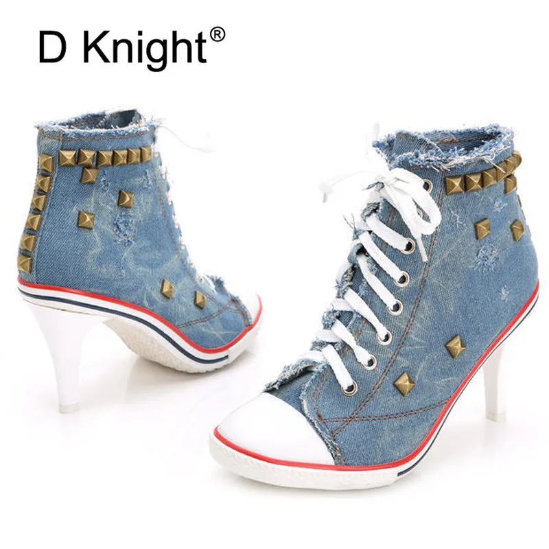 2018 Winter Women Ankle Boots New Autumn Rivet High Heel Shoes Woman Sexy Pointed Toe High Heels Big Size 40 Lace Up Boots Girls (8)