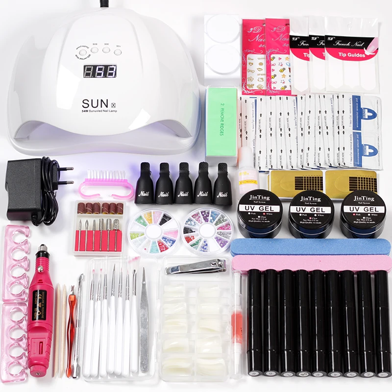 

Set for Manicure Tool 9 Color One Step Gel Nail Polish Manicure Set Nail Lamp Electric Machine Accessories Nail Extension Gel