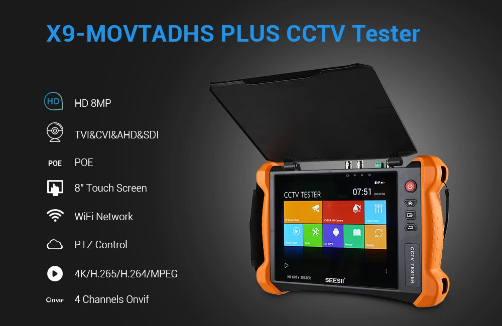 " 1080 P IPC камера CCTV тестер монитор Wifi TVI CVBS IP обнаружения камера тестер 5MP TVI AHD CVI CVBS безопасности ONVIF видео камера