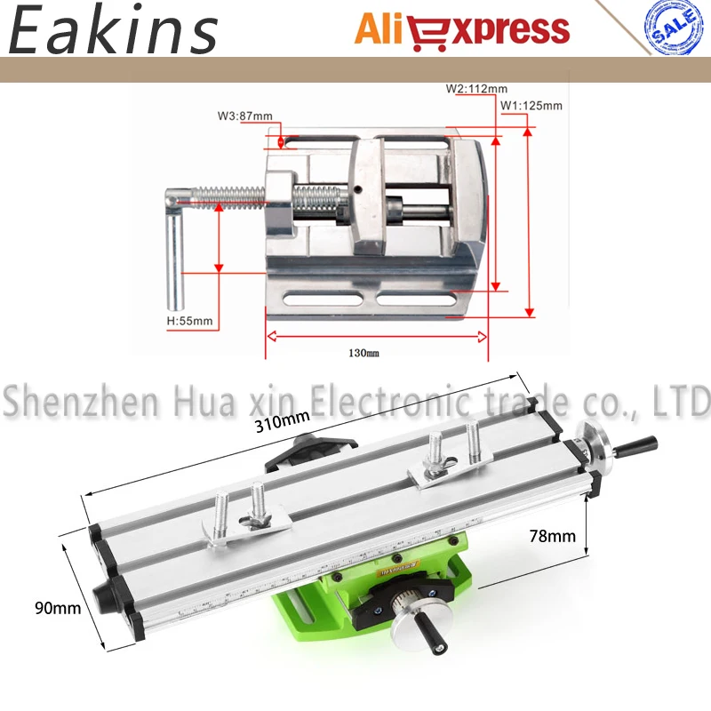 Milling Machine Bench Drill Vise X Y-Axis Adjustment Table Fixture Worktable.