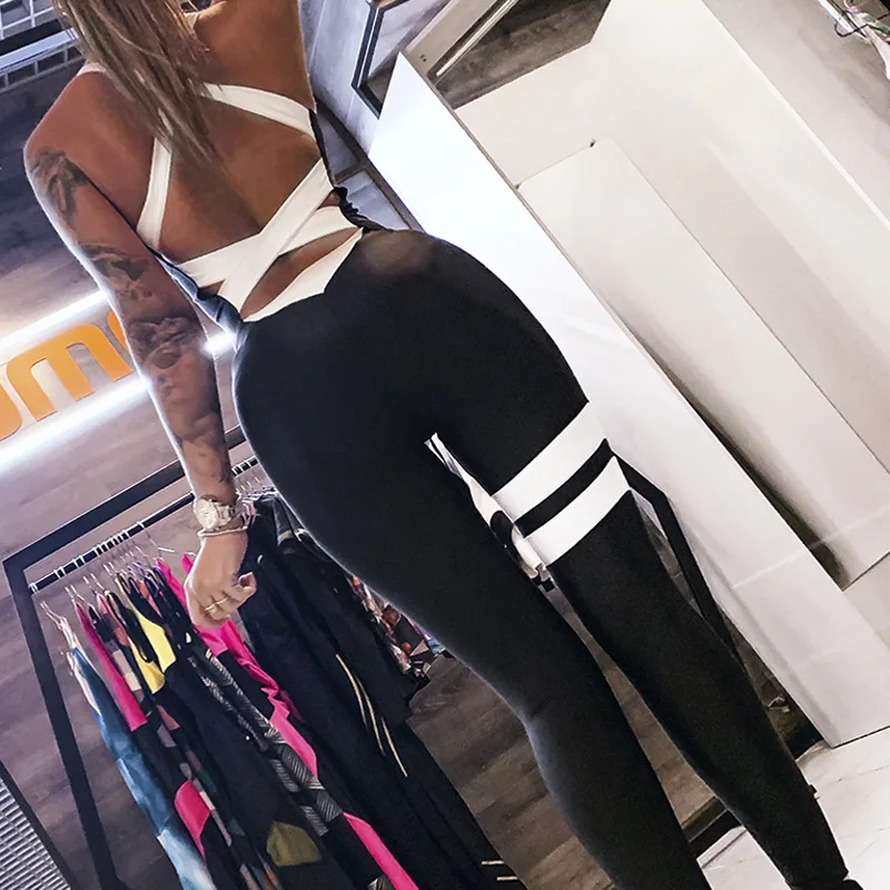

Women's Jumpsuit Sexy Bodycon Wear Hot Backless Summer Jumpsuit Clothes Fashion women bandage bodycon jumpsuit Slim sportwear