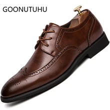 Men's shoes dress leather 2019 new classic brown black brogue shoe man big size 38-48 office wedding party formal shoes for men Men's shoes dress leather 2019 new classic brown black brogue shoe man big size 38-48 office wedding party formal shoes for men