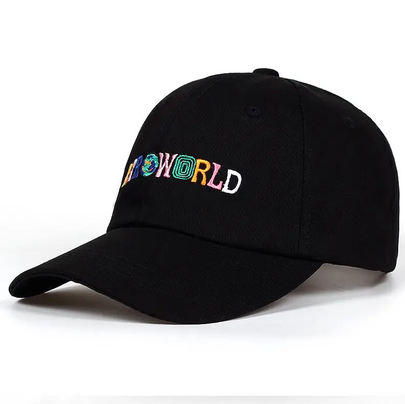 Хлопок ASTROWORLD бейсболка s Трэвиса Скотта унисекс Astroworld папа шляпа высокое качество вышивка мужская женская летняя шляпа - Цвет: Black