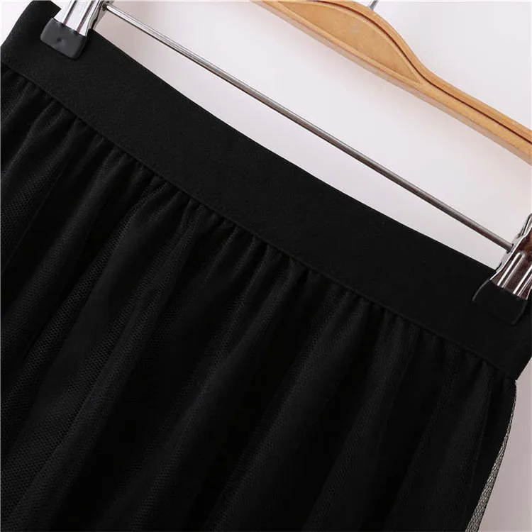 NDUCJSI летняя модная женская кружевная юбка однотонная Повседневная сетчатая Женская Прозрачная черная плиссированная юбка белая длинная