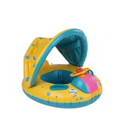 Летнее платье для маленьких детей мягкие детские плавательный круг для бассейна надувной круг с Съемный солнцезащитный тень игрушки