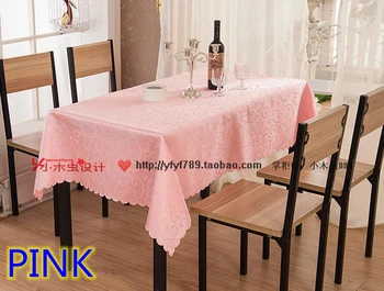 

Pink colour jacquard Rectangle square wedding table linens,damask table cover for wedding,hotel tables decoration wholesale