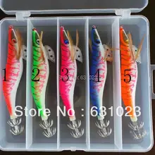 10 шт. крючок для наживки, крючок в виде кальмара, рыболовная приманка, светится в темноте, 3,5#- 13,5 см, 21 г, пять цветов смешанные, 1-5#, упакованы в пластиковую коробку