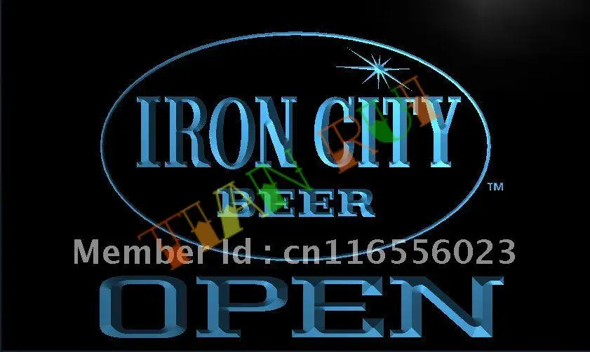 LA077 Iron City Beer OPEN Bar LED Neon Light Signin Plaques & Signs