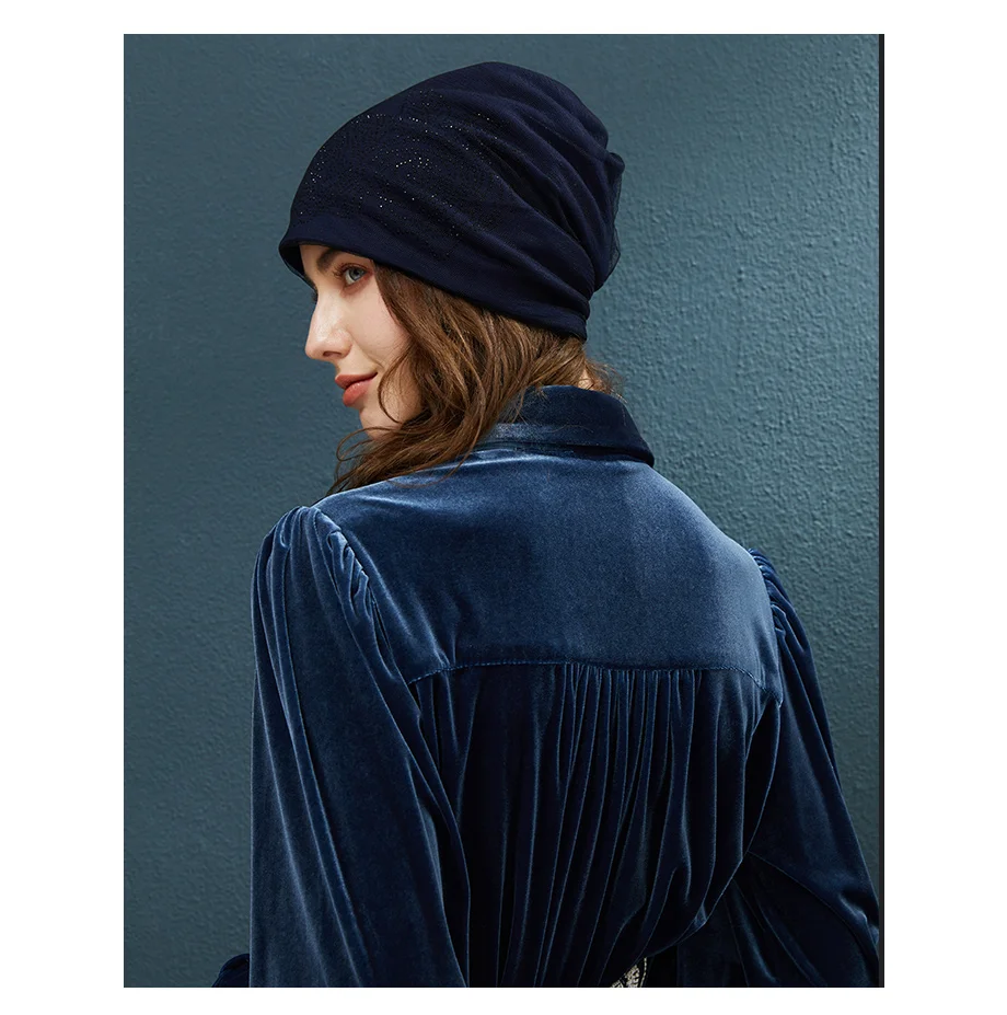 Winter Beanies Ponytail With Mesh And Rhinestone Flower Hats For Women Elegant Knit Caps  Female Streetwear Warm Beanie Skullies (9)