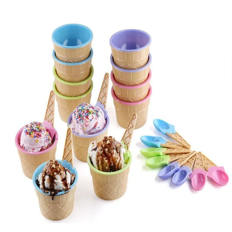 Lovely-Children-s-Plastic-Ice-Cream-Bowls-Spoons-Set-Durable-Ice-Cream-Cup-For-KIds-Gifts