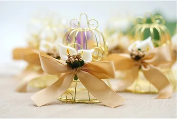 

100pcs Tinplate Birdcage Bell Candy Box Forest Wedding Favor Gift Box wen6037