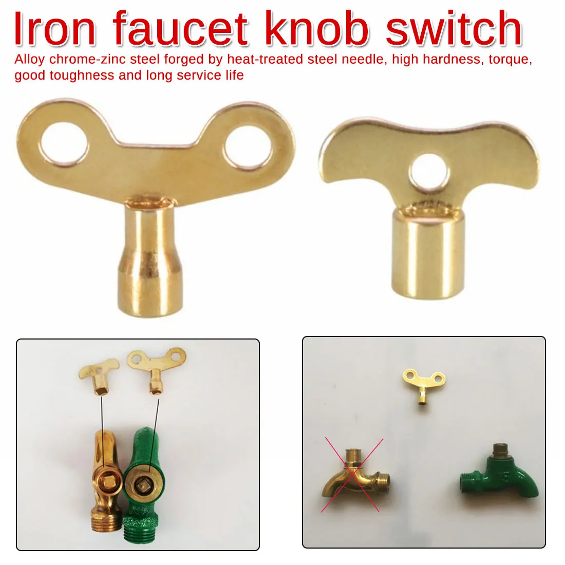 

2pcs Key Bleed Hole Plumbing Faucet Special Lock Square Socket Brass Radiator