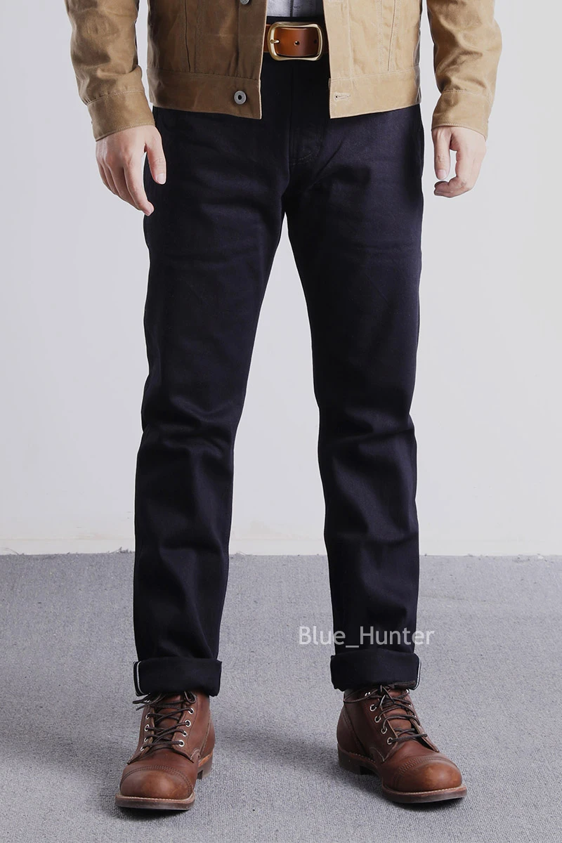  Red Wind Selvedge Denim Officer Chino Vintage WW2 Military Trousers Slim Fit Blue-Black OASH