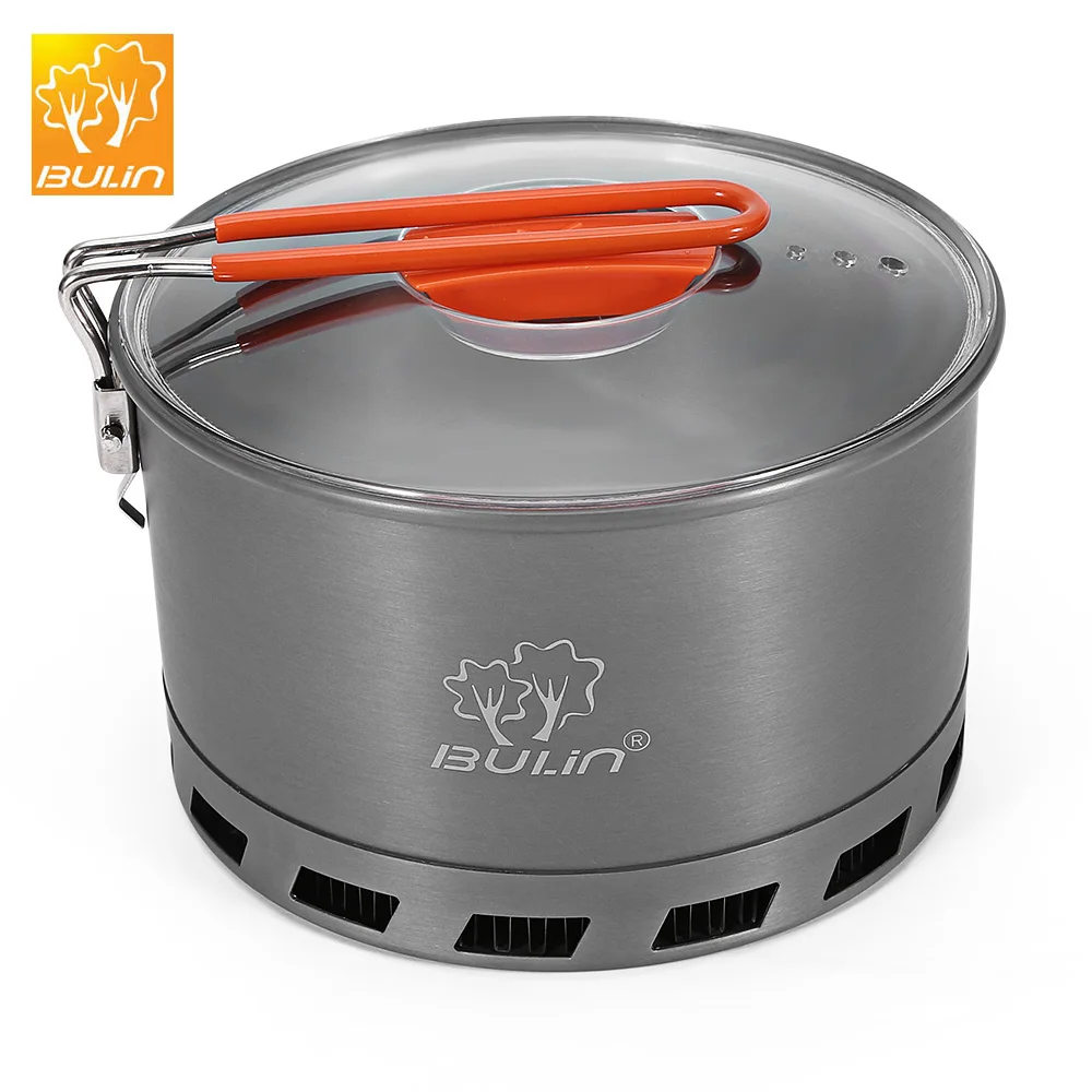 2.4L Camping Heat Exchanger Pot 2 3 Person Portable Cookware Picnic