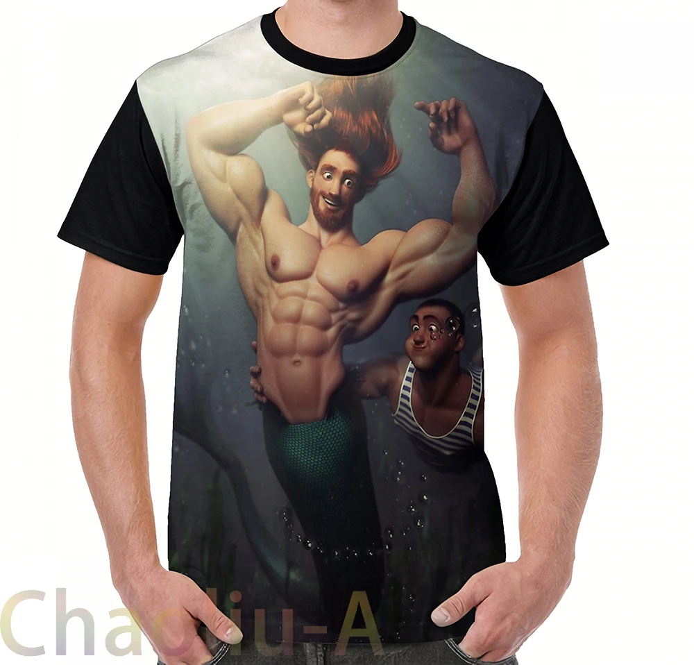 

The Big Merman T-Shirt men funny printed t shirt women tops tees Short Sleeve Casual tshirts