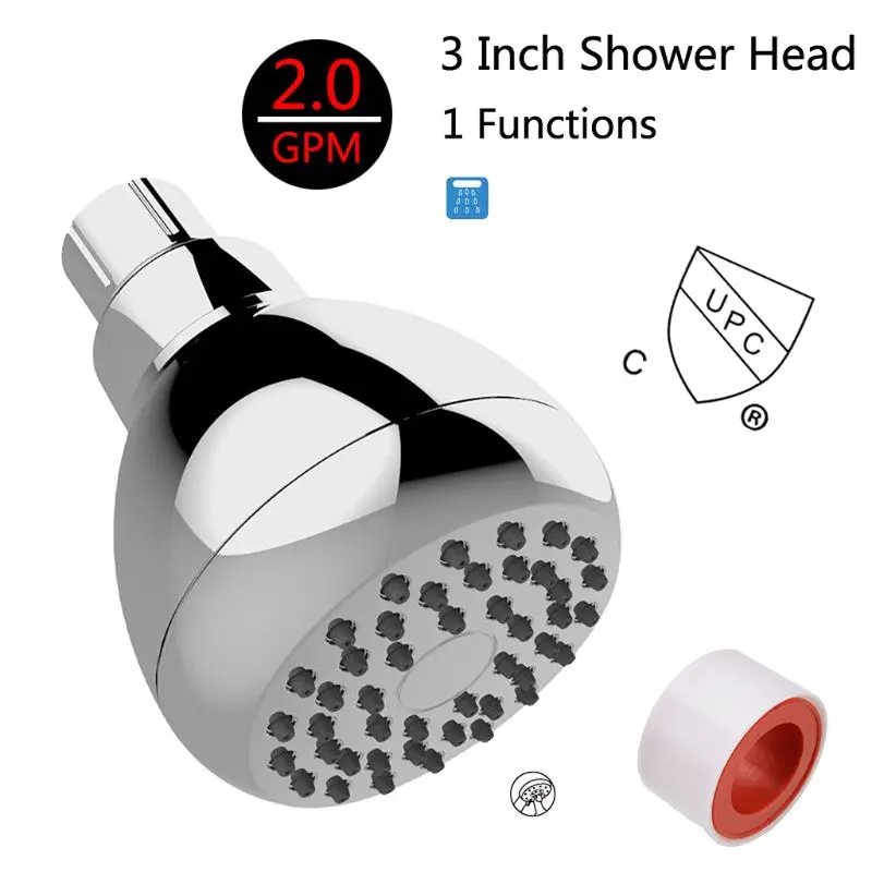 High Pressure Shower Head Anti-clog Anti-leak Fixed Shower Head Adjustable Swivel Ball Joint with Filter Bathroom Accessory