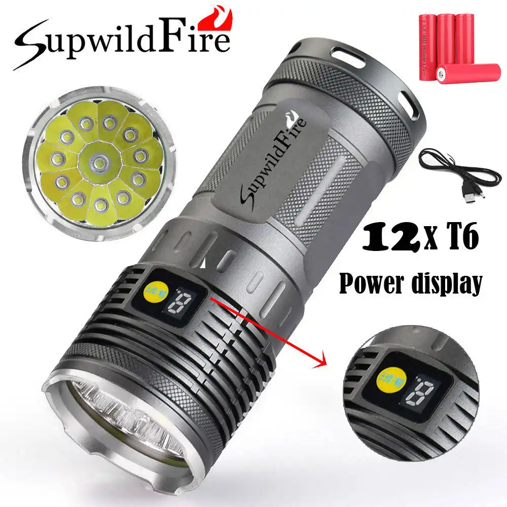ISHOWTIENDA Supwildfire 36000LM 12 x XM L T6 светодиодный цифровой дисплей для охоты Flashligt с сроком