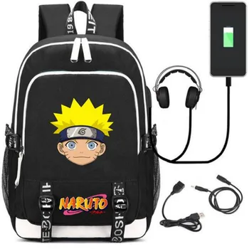 

Anime Naruto w/USB Fashion Port and Lock /Headphone Backpack Bag Casual Travel School Bag Teenager Laptop Bag Gift