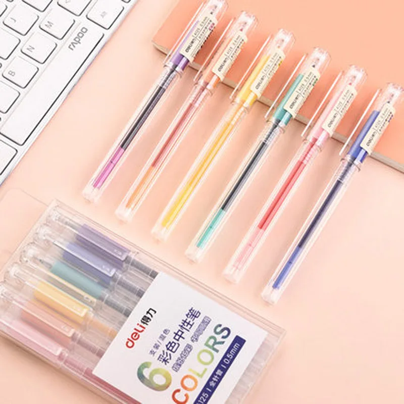 

Deli 6 Colors Gel Pen Student Notebook Multicolor Gel Pen Set Multicolor Full Needle 0.5mm Gel Pen Student Stationery A125