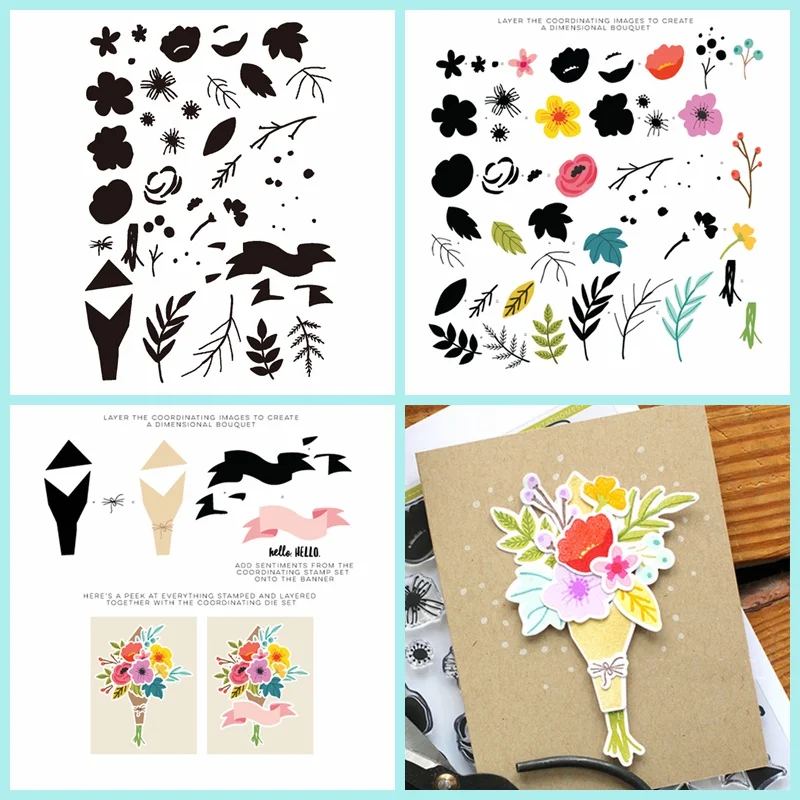 

Bouquets Clear Stamps For DIY Scrapbooking Photo Album HandCraft Paper Cards Decoration Transparent Stempels Silicone Seal New