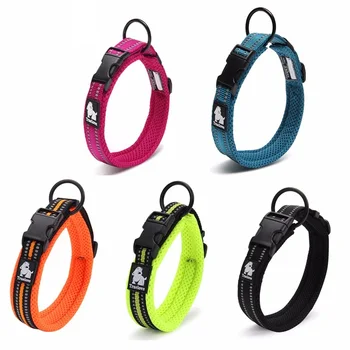 

2017 Large Medium Adjustable Soft Mesh Padded Pet Dog Collar 3M Reflective Nylon Collar Durable Heavy Duty For Training 8 SIZE