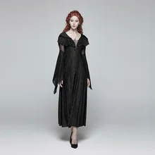 Панк рейв женское готическое винтажное платье Хэллоуин черная ведьма платье с капюшоном вечернее сексуальное кружевное платье сценический костюм