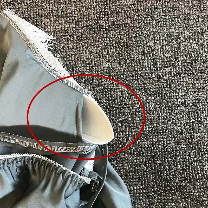 Women's Sleepwear Silk Satin Nightgowns Summer Sexy Lace Sleepshirt Night Dress Night Gown With Chest Pads Nightwear Lingerie 11