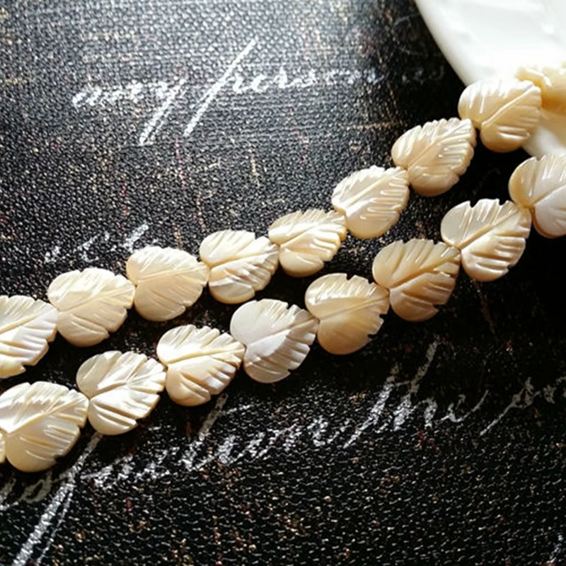 

12MM 34Pcs " Leaf Heart " Natural Sea Shell Loose Strand Jewelry Beads