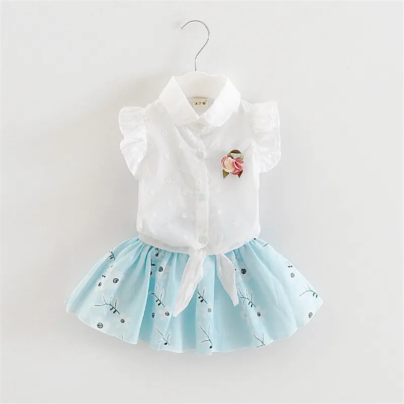 BibiCola/Летняя одежда с цветочным принтом для маленьких девочек, infantis bebes, кружевной жилет+ юбка-пачка, платье Вечерние комплекты одежды для свадьбы