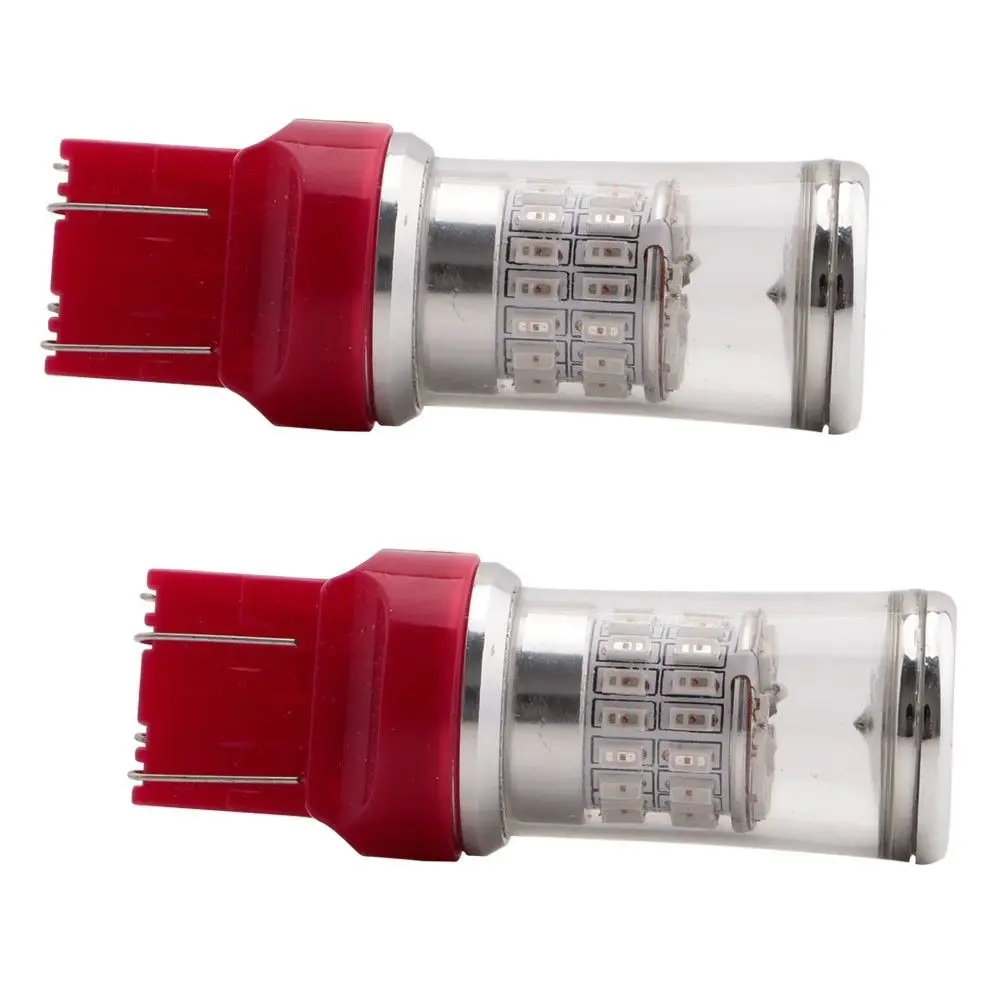 2Pcs/Lot 21W Strobe/Flashing Enabled Red 48 SMD 7443/T20 LED Bulbs For Car Brake/Tail Lights