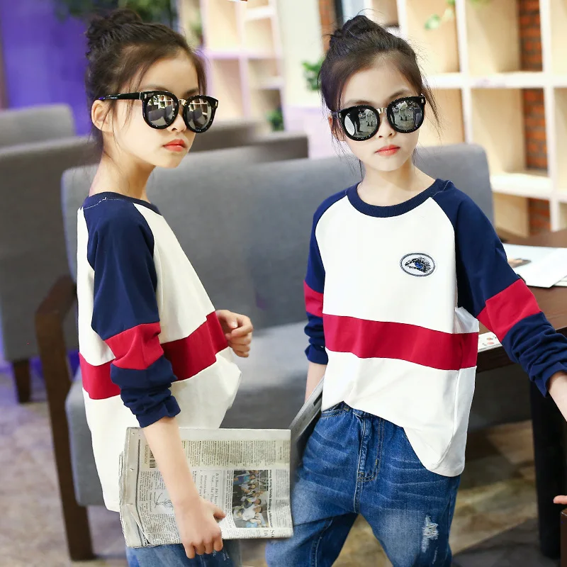 

Girls T-shirt spring and autumn new stitching children's clothes cotton long-sleeved big children's bottoming shirt