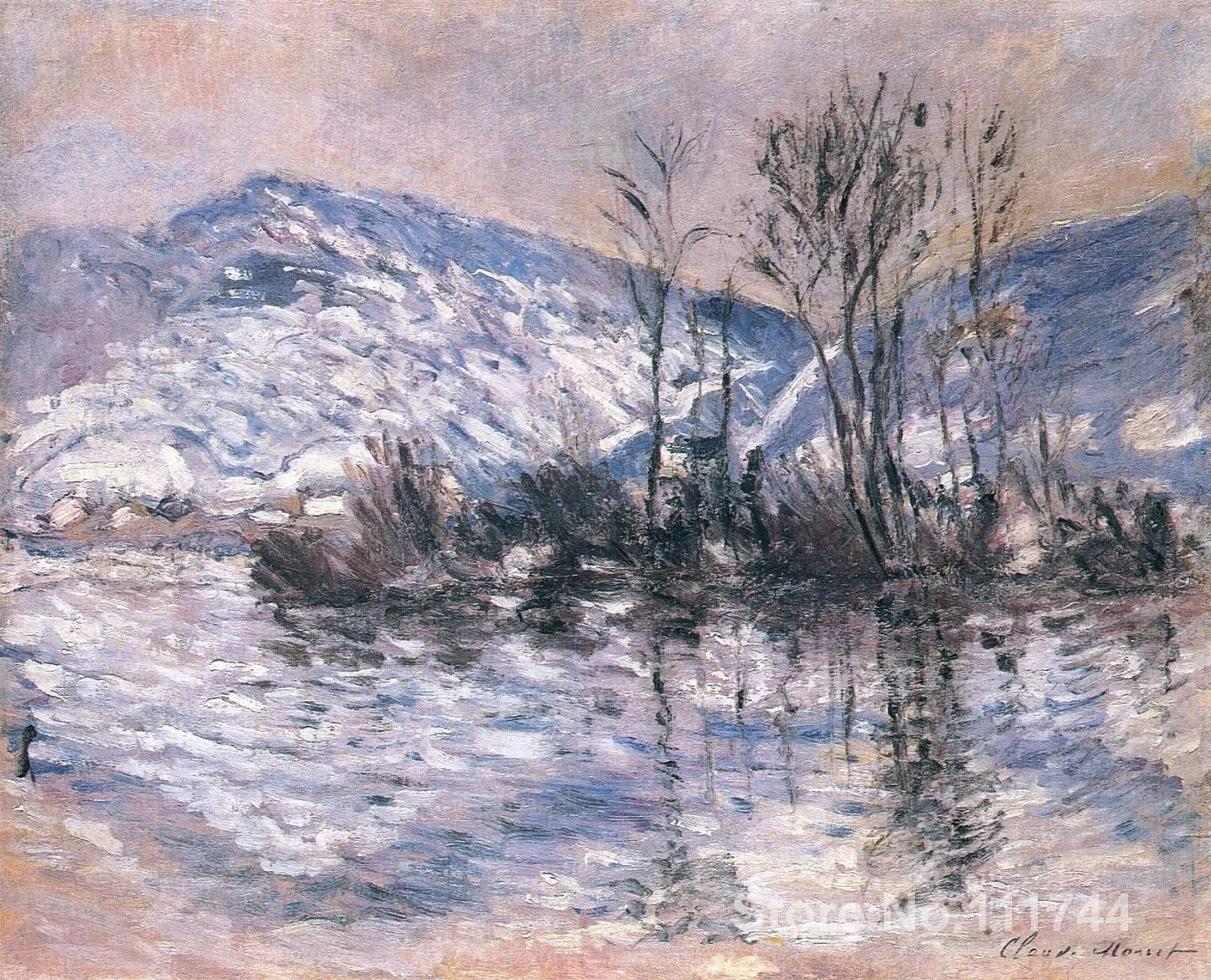 

artwork for home The Seine at Port Villez Snow Effect 02 Claude Monet artwork Hand painted High quality
