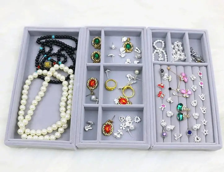  High Level Velvet Jewelry Display Tray Bracelet Holder Necklace Ring Earring Box Jade Pendant Stand