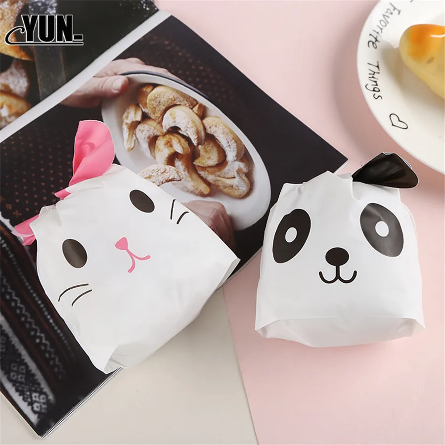 20pcslot Cute panda Ear Cookie Bags Gift Bags For Candy Biscuits Snack Baking Package Wedding Favors Supplies 7D (50)