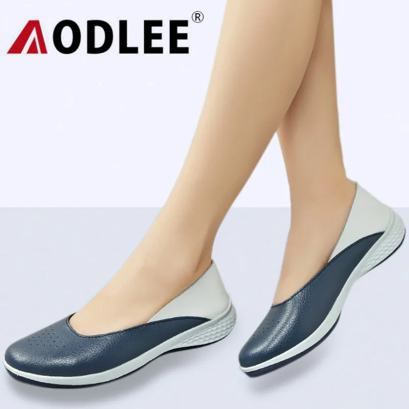 

AODLEE Plus Size 35-42 Fashion Summer Hollow Loafers Women Flats Split Leather Shoes Woman Slip On Ladies Shoes Casual Moccasins